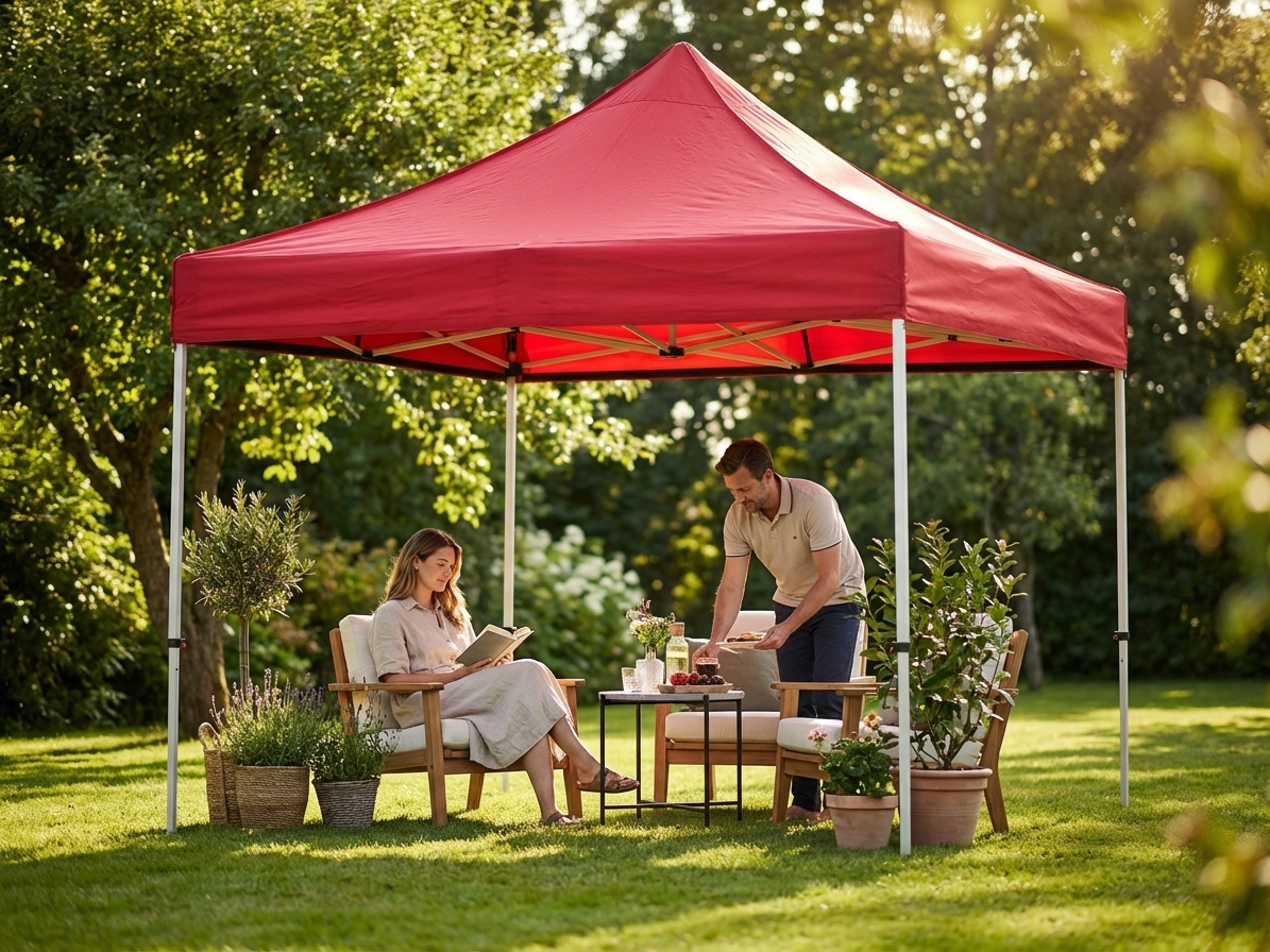 Red pop up gazebo 3x3 m with aluminium frame - view 3