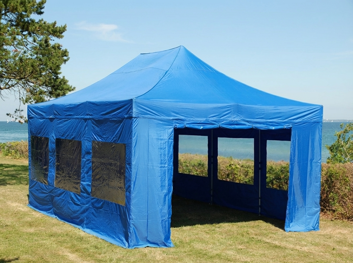 Blue pop-up gazebo with steel frame, 4x6m for outdoor use - product detail