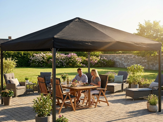 Black roof cover 6x6 m made of polyester PVC for outdoor use - product detail