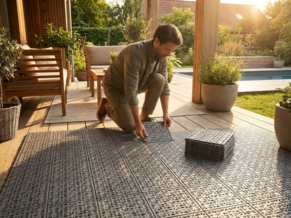 Grey plastic flooring made from high-quality polyethylene - view 3