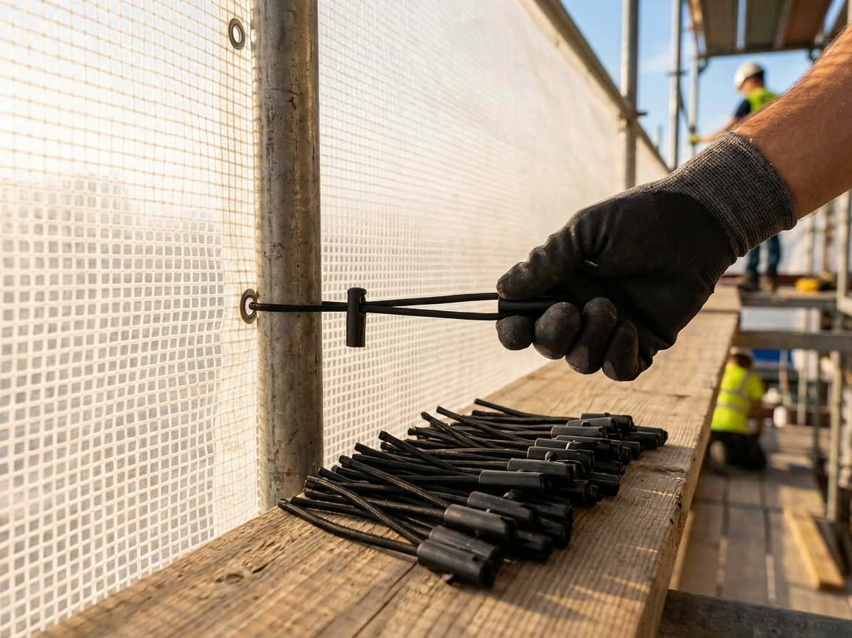 Black toggle ties for scaffold sheeting made from polypropylene - view 3