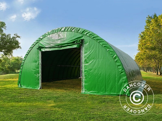 Arched Storage Tent in Green PVC for Outdoor Use