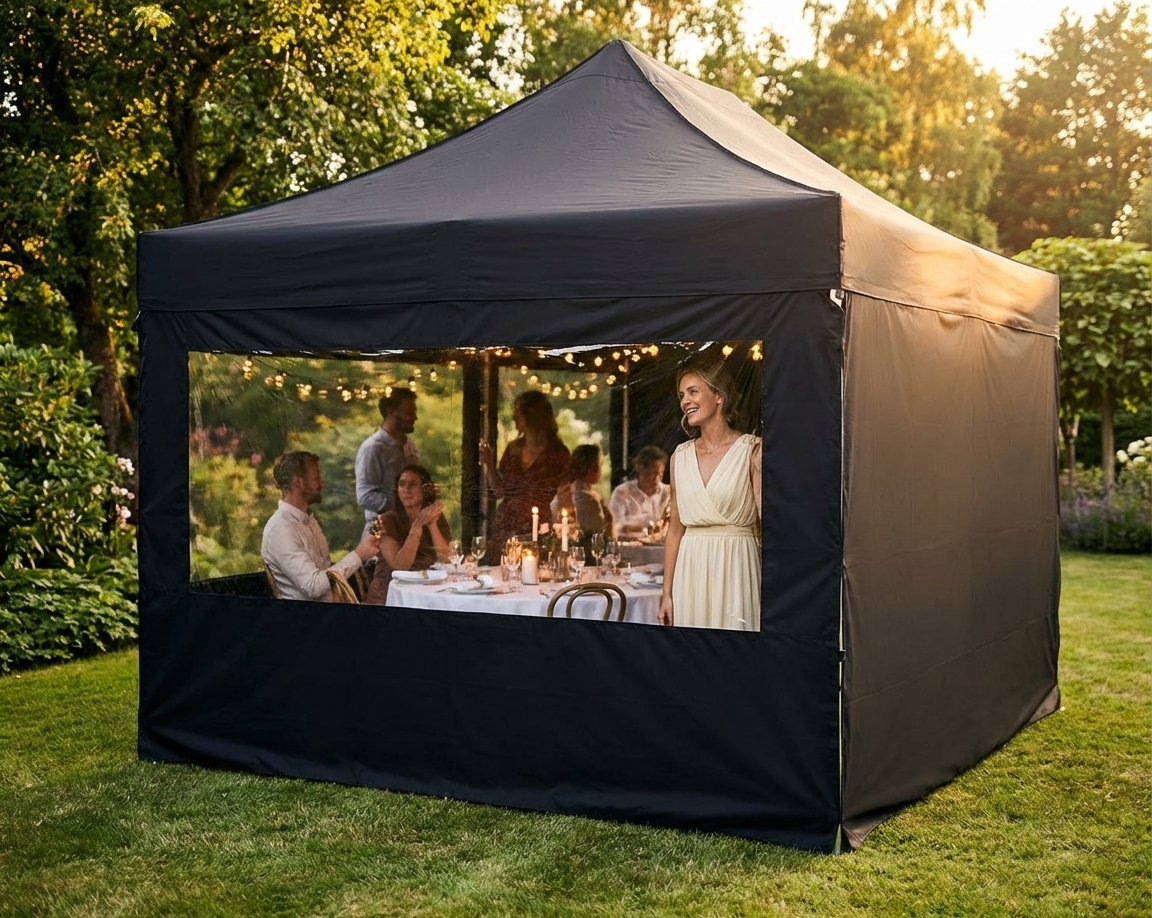 Black sidewall with panorama window for outdoor events