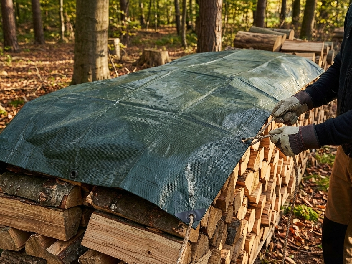 Dark green tarpaulin, 4x6 meters, reinforced PE - product detail
