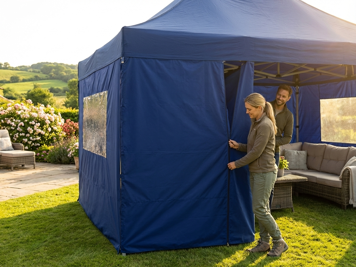 Dark blue pop up gazebo sidewall kit for outdoor events