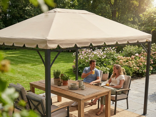 Sand coloured gazebo roof 3x4 m for outdoor use
