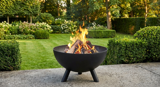 Black fire bowl half sphere made of carbon steel for outdoor use - product detail