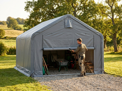 Grey PVC storage shelter endwall for commercial use - view 3