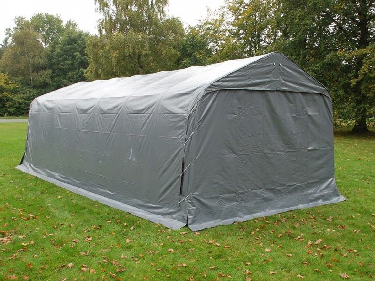 Grey Portable Garage with PVC and Steel Frame for Outdoor Use