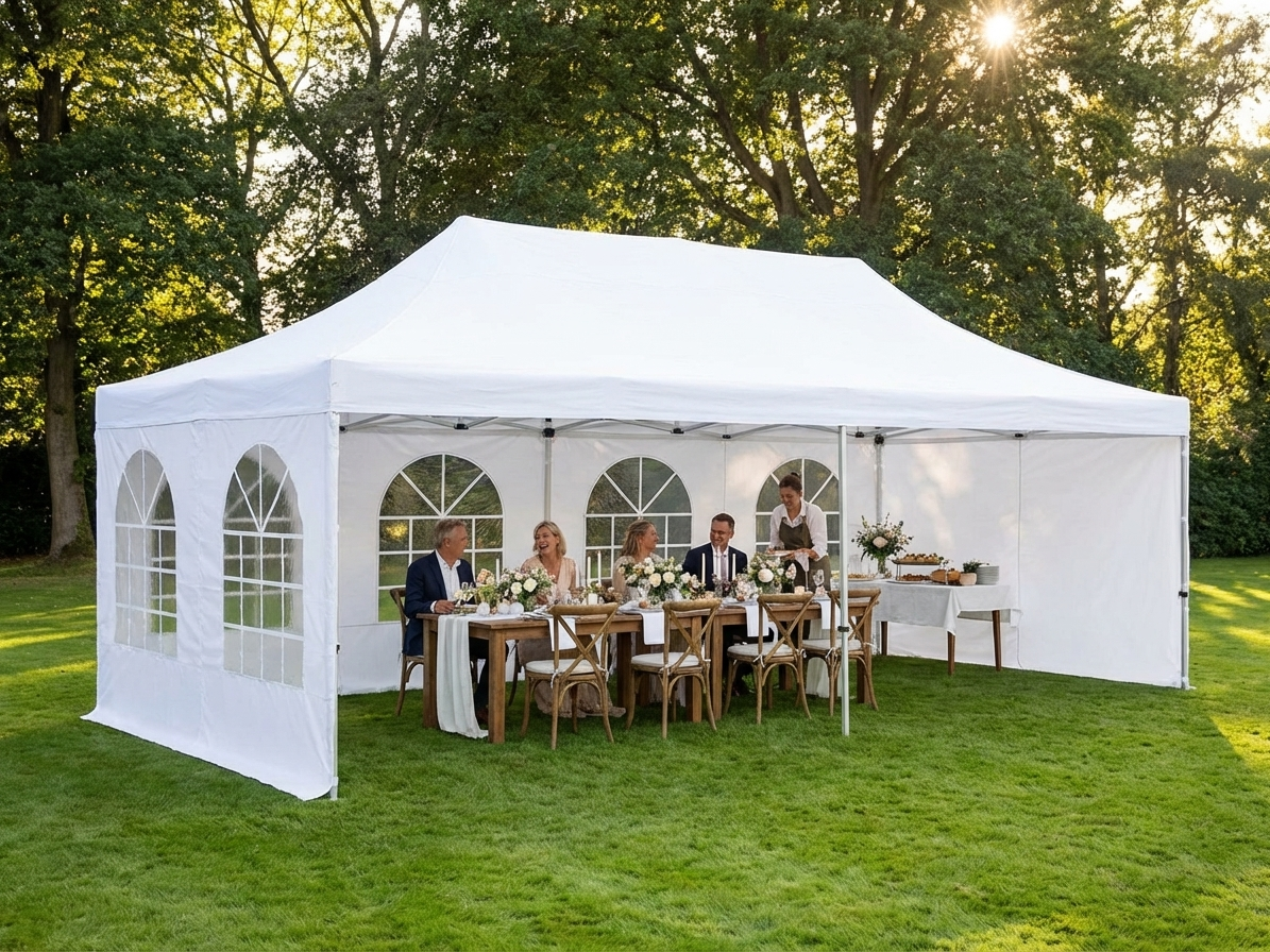 Pop up gazebo 4x8m white with steel frame for outdoor events