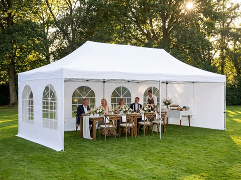 Pop Up Gazebo - 4x8m White - Steel Frame - Outdoor Events