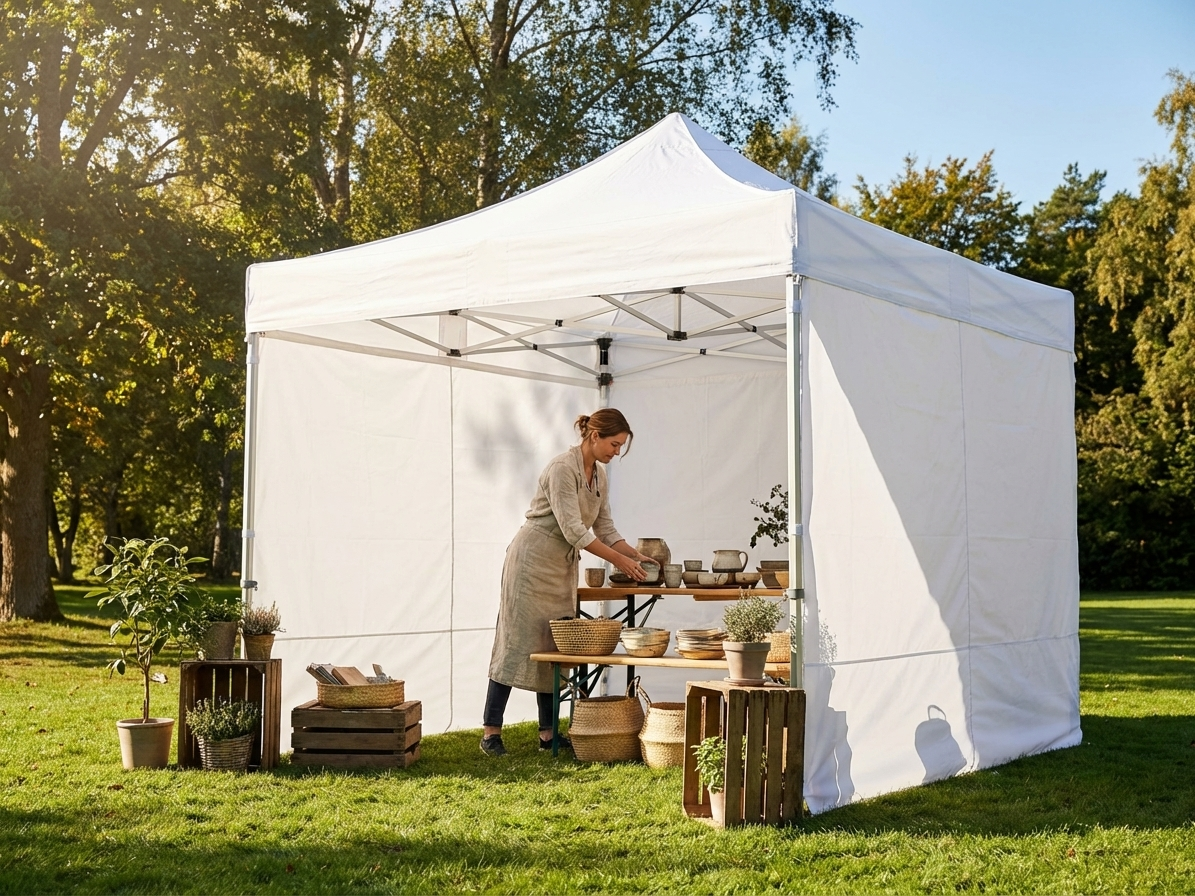 White pop-up gazebo 3x3m, flame retardant for exhibitions - product detail