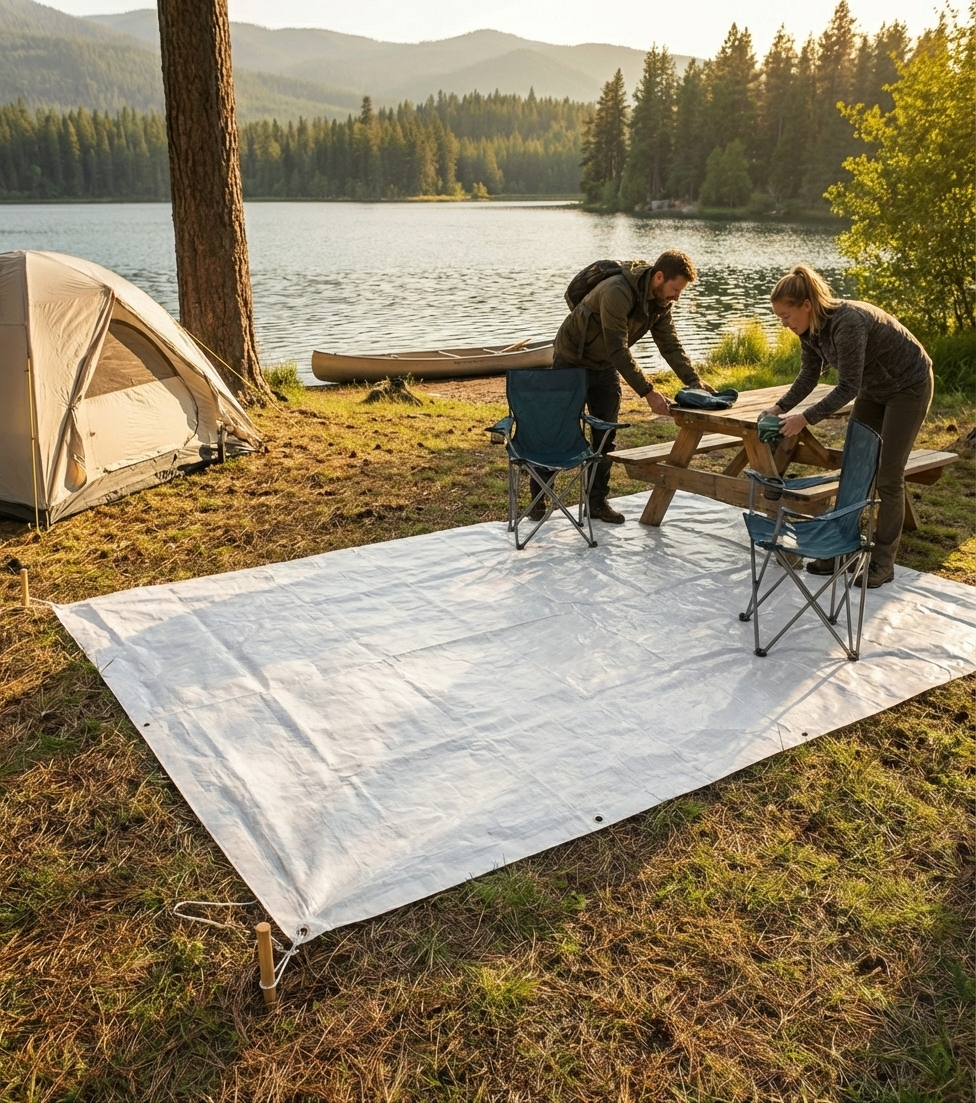 White tarpaulin 6x12 m for outdoor cover - product detail