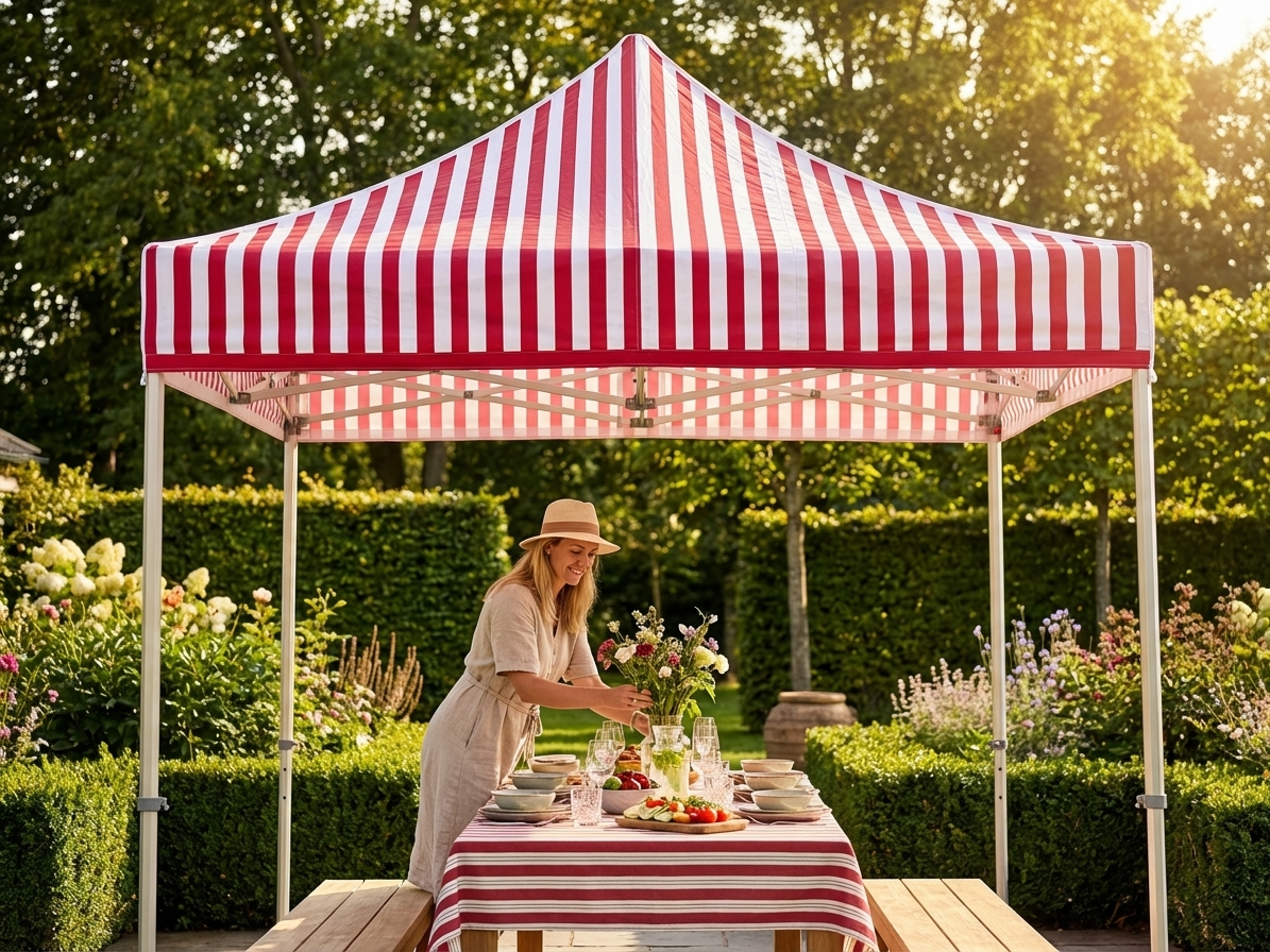 Pop up gazebo 3x3m white/red with aluminium frame - view 3