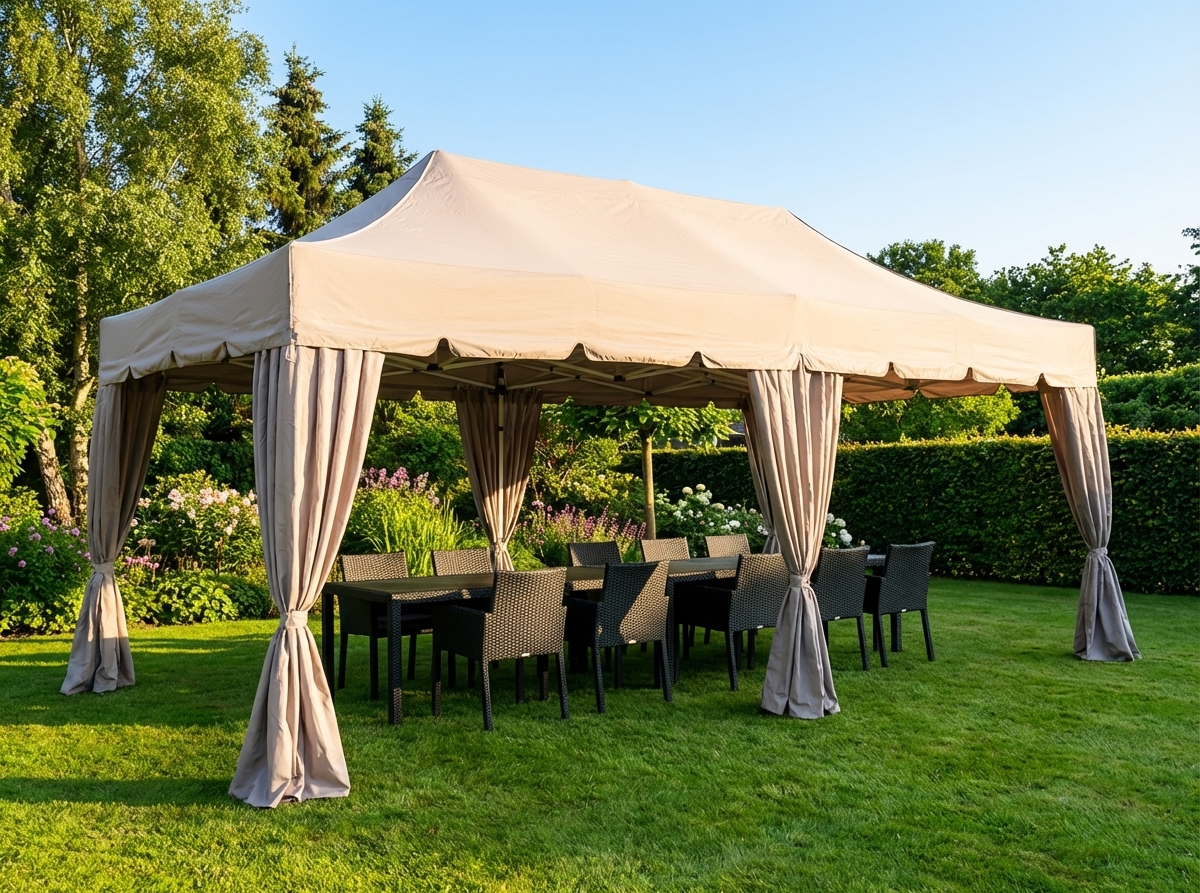 Pop up gazebo with steel frame in latte colour for outdoor events - product detail