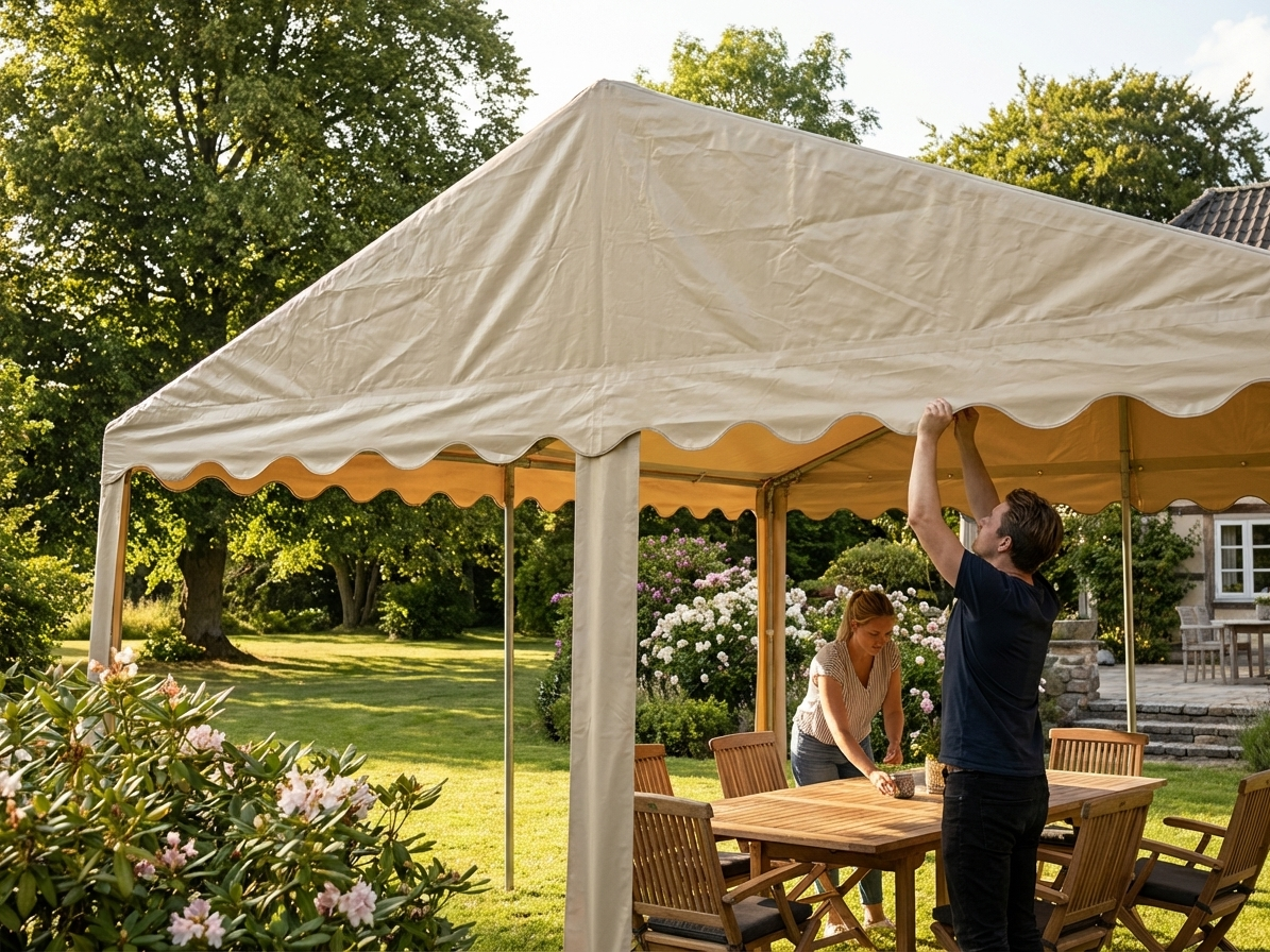 PVC Marquee Roof Cover in Sand Colour, 3x6m Size - view 3
