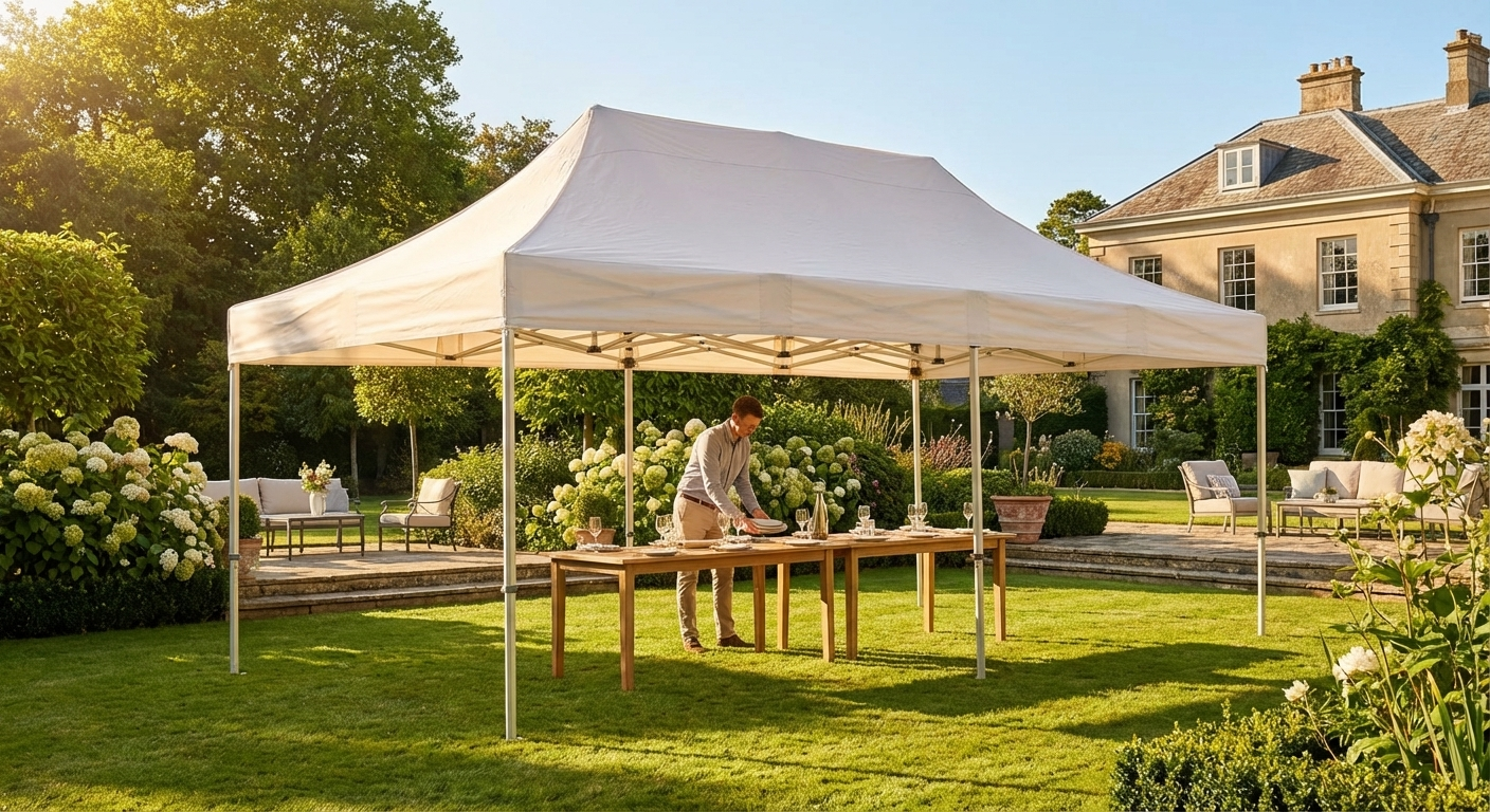 White gazebo roof cover 4x8m, flame-retardant for outdoor use - view 3
