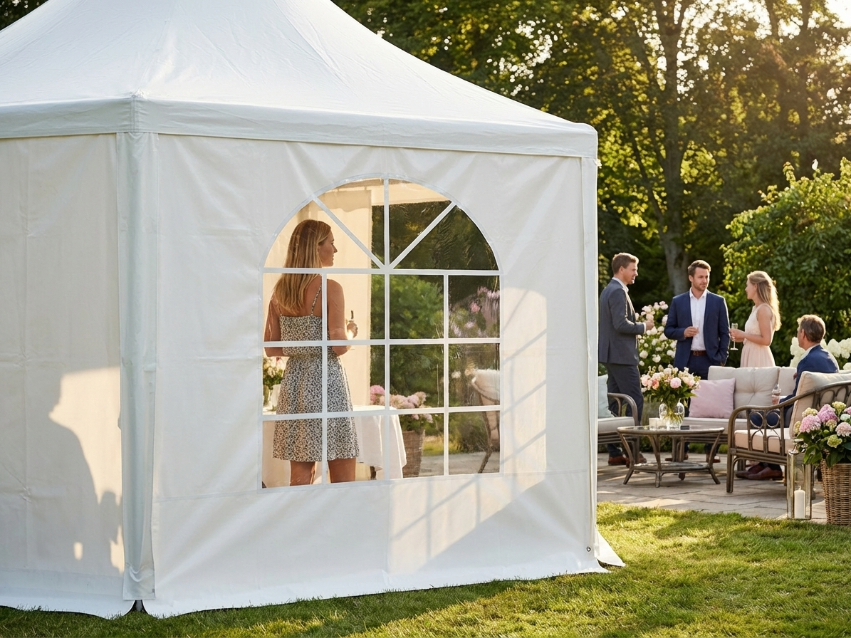PVC sidewall with window for Pagoda tents in white