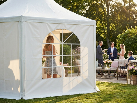 PVC sidewall with window for Pagoda tents in white