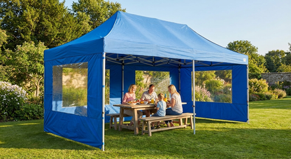 Blue pop-up gazebo 4x8 m with steel frame - product detail