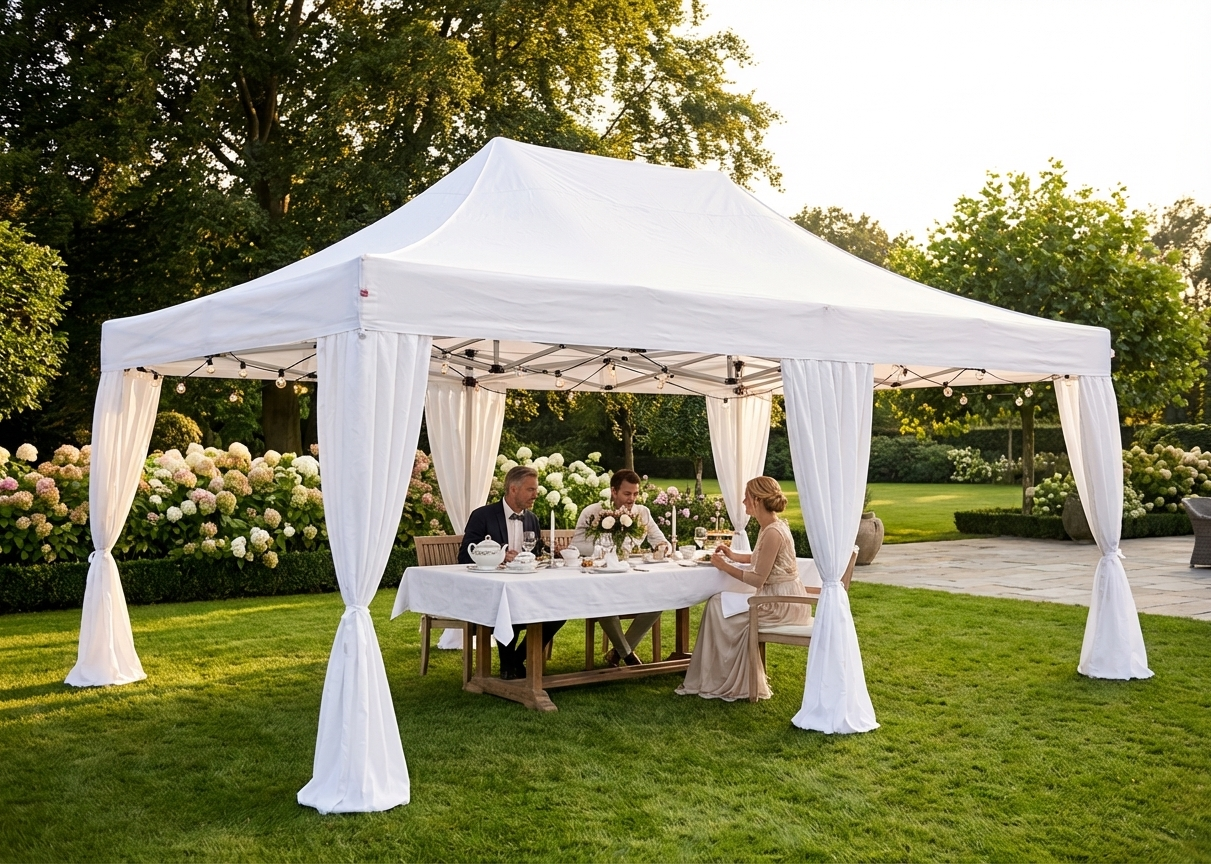 Pop up gazebo 4x6 m white with aluminium frame - product detail