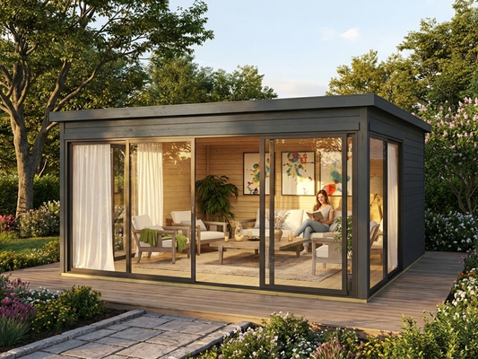 Wooden Cabin 4.18x4.18m in Dark Grey, made from Nordic Spruce - product detail