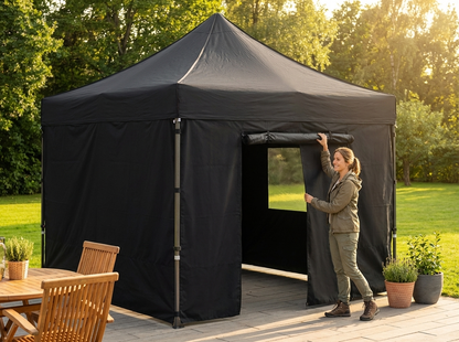 Black 4x4m gazebo sidewall kit for outdoor events - product detail