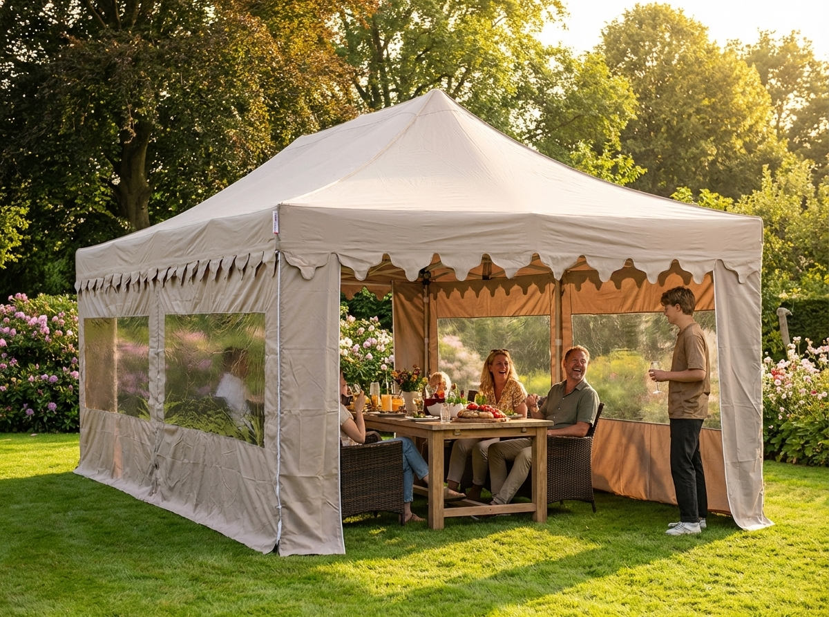 Pop up gazebo 4x8m in latte with steel frame for outdoor events - view 3