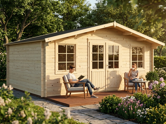 Natural Wooden Cabin for garden retreat made from Nordic Spruce - product detail