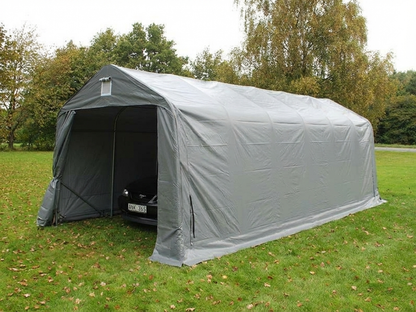 Grey portable garage made of PVC and steel, suitable for outdoor storage - product detail