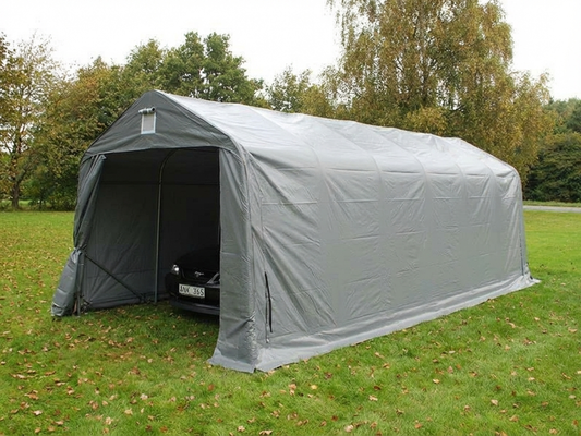 Grey portable garage made of PVC and steel, suitable for outdoor storage - product detail