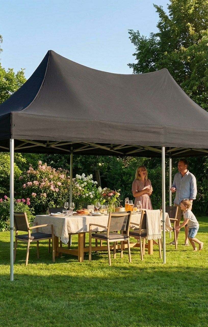 Black pop-up gazebo with aluminium frame for outdoor events - product detail