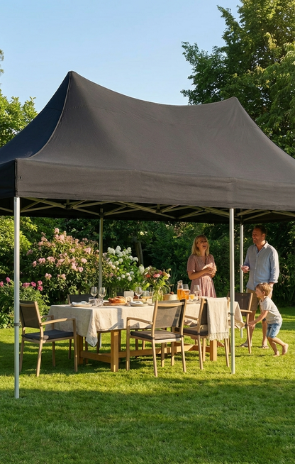 Black pop-up gazebo with aluminium frame for outdoor events - product detail