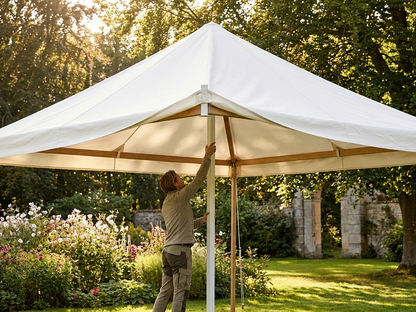 Extended roof pole for outdoor use in silver - product detail