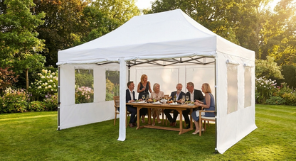 White pop-up gazebo 6x6m with aluminium frame for outdoor events - product detail