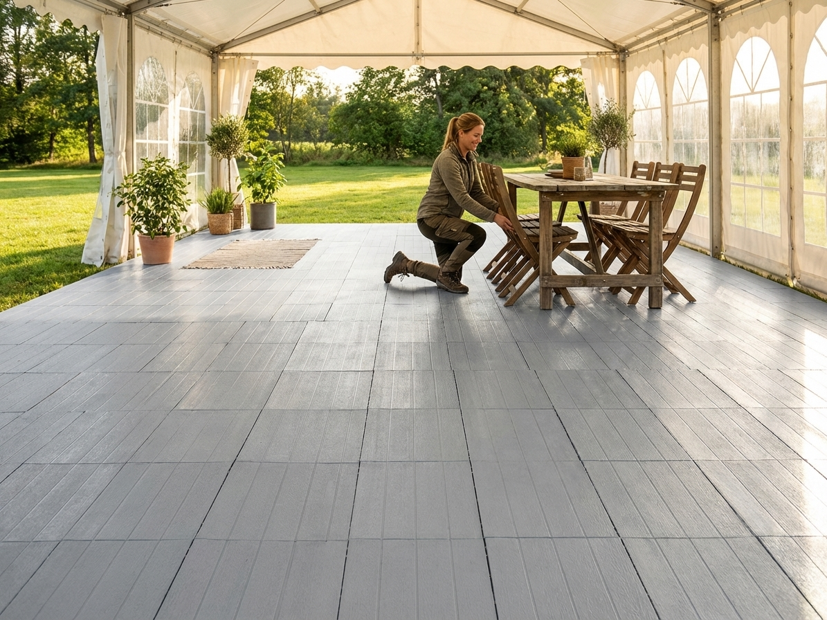 Durable grey plastic flooring made from high-quality polyethylene - view 3