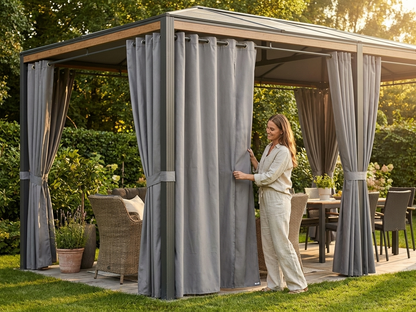 Grey gazebo curtains for outdoor use, 3x4 metres in polyester - product detail