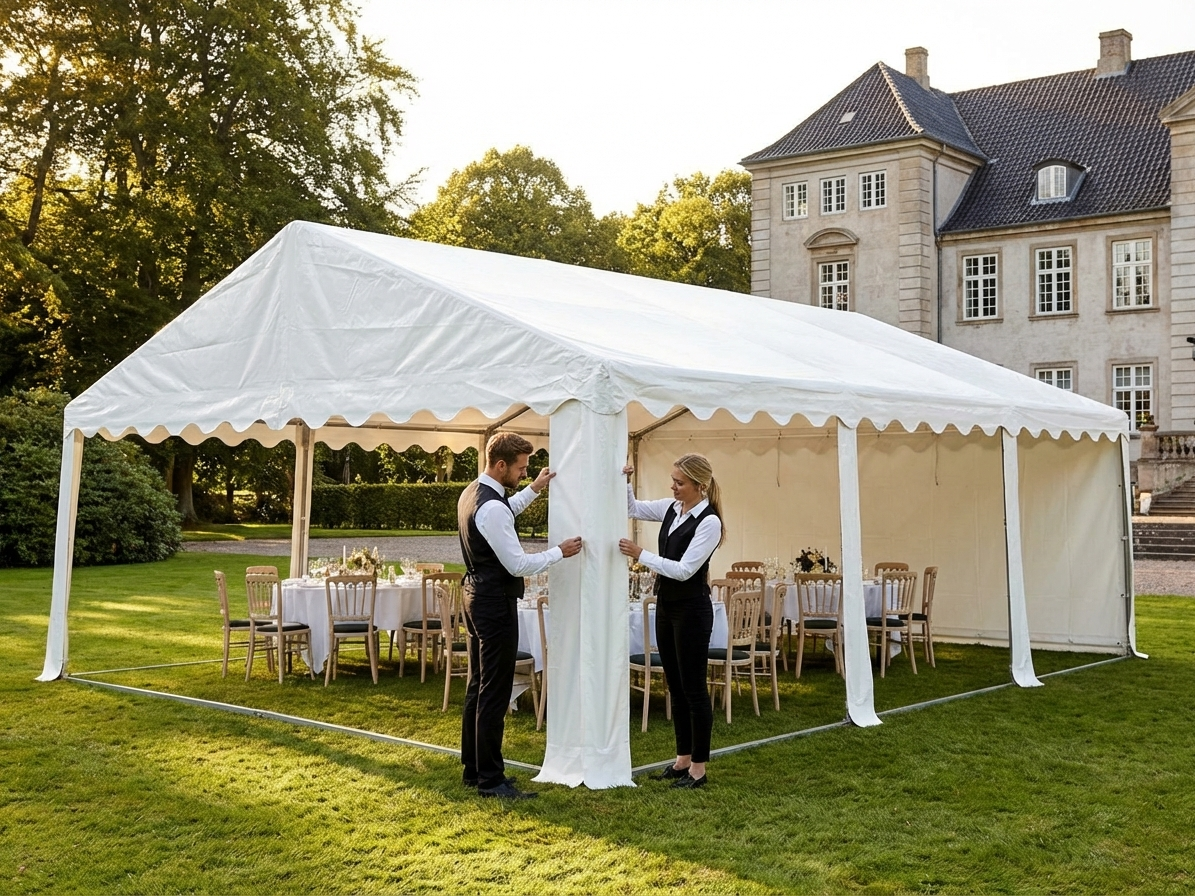 White PVC roof cover for 5x12 m marquee - product detail