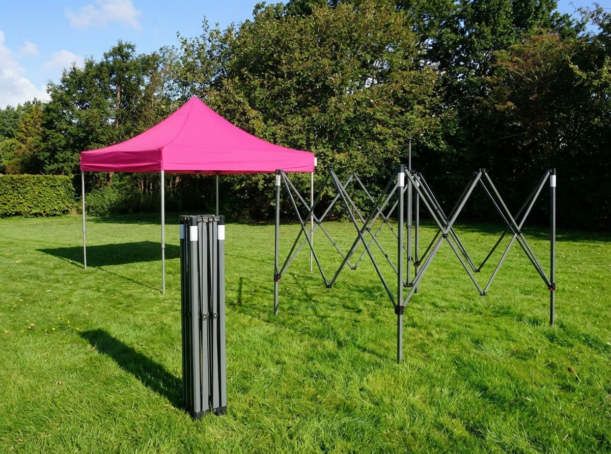 Pink pop-up gazebo with steel frame for outdoor events - product detail