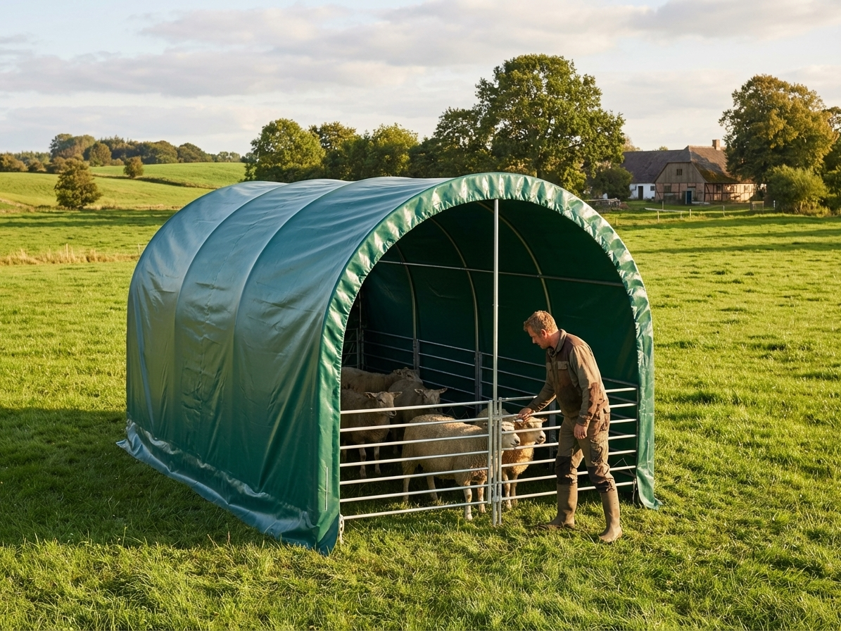 Green PVC Livestock Shelter 3x6x2.8 m for Outdoor Use - view 3