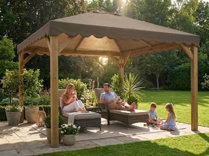 Dark beige gazebo roof 4x4m providing UV protection - view 3