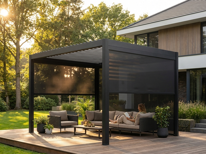 Bioclimatic gazebo 4x4m black aluminium outdoor - view 3