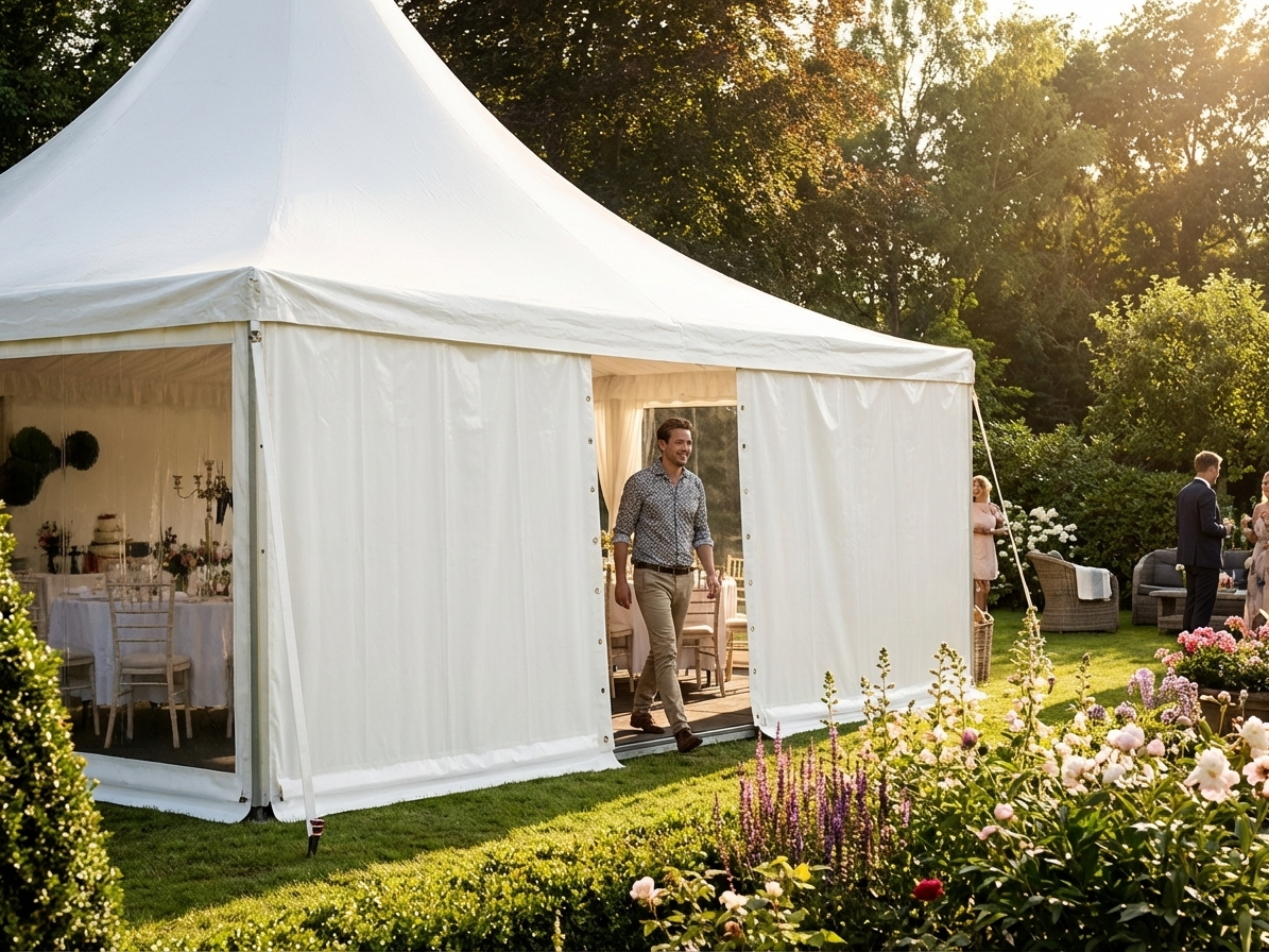 4m White Polyethylene Tarpaulin Endwall for Commercial Use - view 3