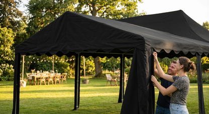Black marquee roof cover made of PVC/polyester, size 3x6 metres - view 3