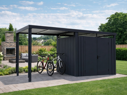 Garden shed in anthracite colour made from galvanised steel