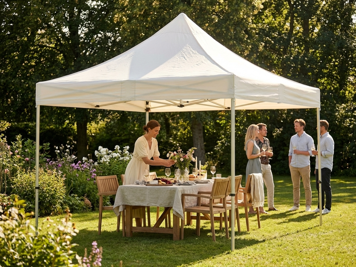 White pop up gazebo roof cover 4x4 m, flame retardant - view 3