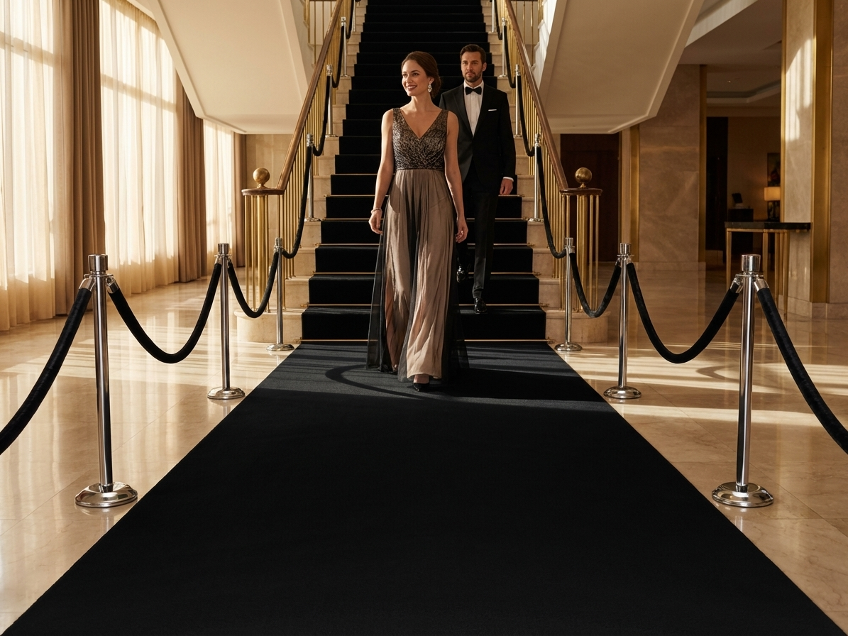 Black carpet runner, 1.25x8 m, polyester - view 3