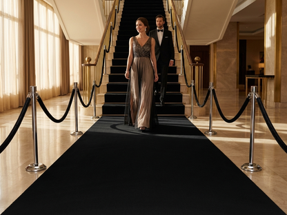 Black carpet runner, 1.25x8 m, polyester - view 3