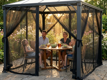 Black mosquito nets for gazebo, polyester material