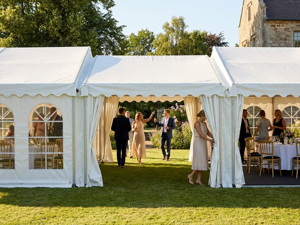 White PVC marquee extension for events - product detail